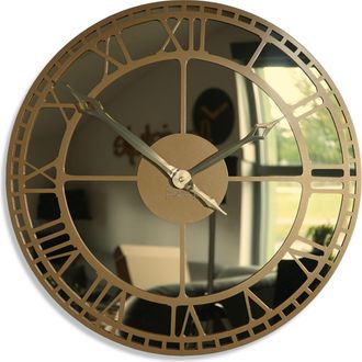 OEM Reloj De Pared Met&aacute;lico Con Espejo Dorado De 50 Cm