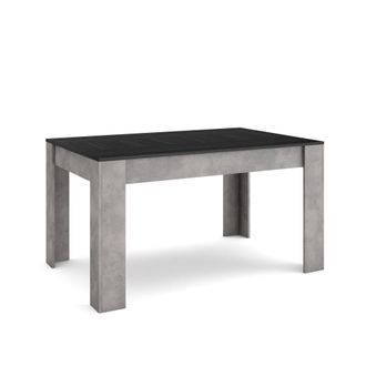 Skraut Home Skraut Home - Mesa Comedor, Mesa Fija Cocina Y Sal&oacute;n, 140x90x76 Cm, Para 6 Comensales, Muebles Comedor, Estilo Moderno, Negro Y Gris Cemento