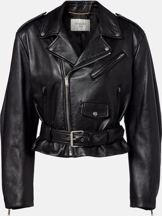 Saint Laurent Cropped leather biker jacket