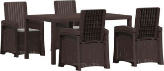 vidaXL Conjunto De Comedor De Jard&iacute;n 5 Uds. Marr&oacute;n Y Gris Claro Pp Vidaxl
