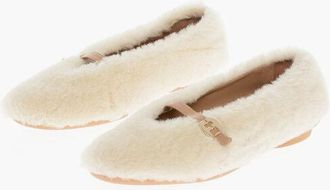 Ferragamo Shearling NOELLA Mary Jane Ballet Flats size 38