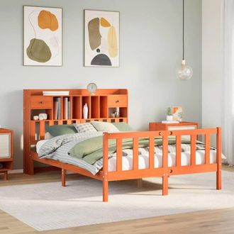 Berkfield Home Bookcase Bed without Mattress Wax Brown 160x200 cm Solid Wood Pine