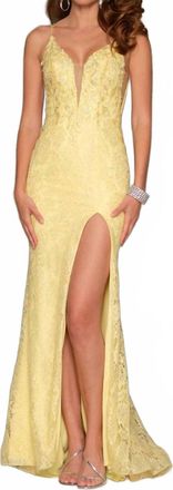 Dave & Johnny Fitted Lace Dress In Yellow