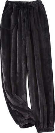 Generic Mens Pyjama Bottoms with Drawstring and Elastic Waist Plain Flannel Pyjama Bottoms Straight Pyjama Bottoms with Cuff Soft Comfortable Pyjama Bottoms L