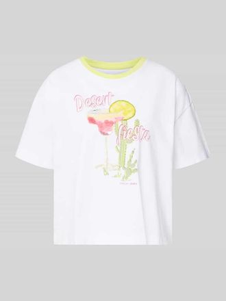 Marc Cain T-Shirt mit Motiv-Print und Rundhalsausschnitt in Weiss, Gr&ouml;&szlig;e 34