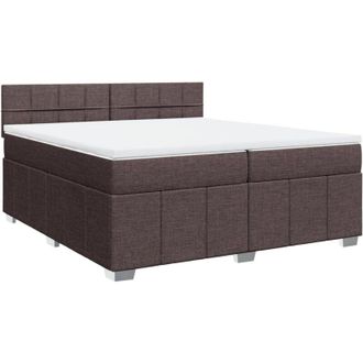 vidaXL Vidaxl - Cama Box Spring Con Colch&oacute;n Tela Marr&oacute;n Oscuro 200x200 Cm