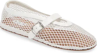 Alaia Fishnet Ballerina Flat in Blanc Optique at Nordstrom, Size 10.5Us