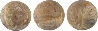 A&B Home Set Of 3 Decorative Teak Balls