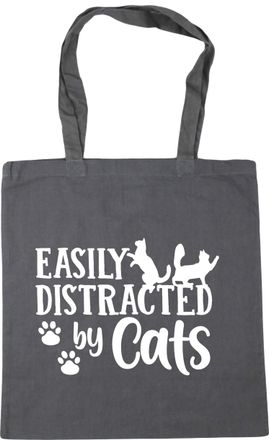 HippoWarehouse Easily Distracted by Cats Tote Shopping Gym Beach Bag 42cm x38cm, 10 litres