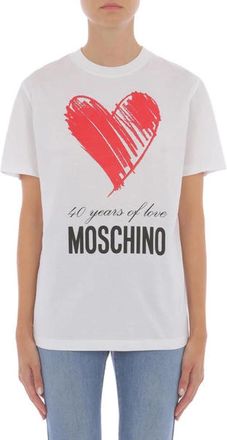 Moschino 40 Years Tshirt - Dames - T-shirts - Wit - S - Katoen - Tops