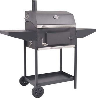 vidaXL Bbq Charcoal Smoker with Bottom Shelf Black Vidaxl