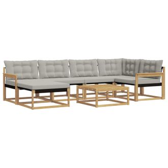 vidaXL Conjunto De Sof&aacute;s De Exterior 7 Pcs Blanco Y Gris Claro Vidaxl