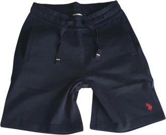 U.S.Polo Association Blauwe Katoenen Terry Broek 100% - Heren - Korte Broeken - Blauw - L - Katoen - Korte Broeken