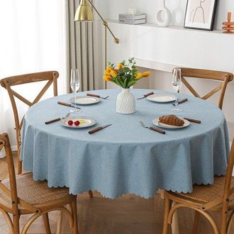 OEM Mantel Redondo De 120 Cm De Di&aacute;metro, Tejido Resistente Y Lavable, Ideal Para Buf&eacute;s, Fiestas, Cenas, Bodas Y Baby Showers (azul Claro)