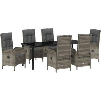 vidaXL Conjunto De Comedor De Jard&iacute;n 7 Pcs Gris Rat&aacute;n Sint&eacute;tico Vidaxl