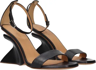 Off-white Womens Sculptural Leather Sandal Heel Black