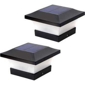 OEM Juego De 2 Farolas Solares Exteriores Para Postes, Ideales Para Iluminar Cercas Y Terrazas. Iluminaci&oacute;n Solar Led Blanca De Alto Brillo (6000k) Para P