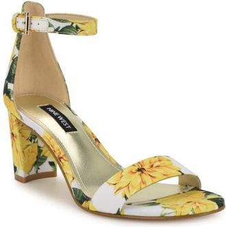 Nine West Pruce Ankle Strap Sandal in Yellow Floral at Nordstrom, Size 6.5
