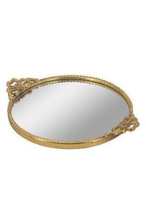 A & B Home Ornate Round Mirror Tray in Gold at Nordstrom Rack