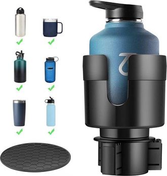 OEM Adaptador Extensor Para Portavasos De Coche - Adaptador Para Portabotellas - Transporta Botellas Grandes - Base Ajustable - 7,6-10 Cm - Negro