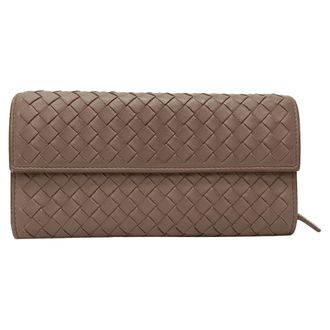 Bottega Veneta Bottega Veneta Intrecciato Continentale Lange Portemonnee in Bruin Leer
