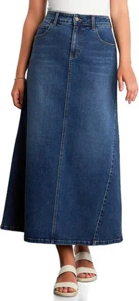 Wash Lab Denim Denim Maxi Skirt in Shark Blue at Nordstrom, Size 27