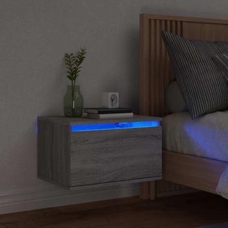 vidaXL Comodino A Parete Con Luci Led Grigio Sonoma - Vidaxl