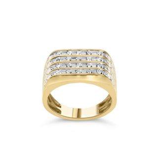 House of Brilliance 10K Yellow Gold 1.00 Cttw Diamond Multi Row Mens Ring Band