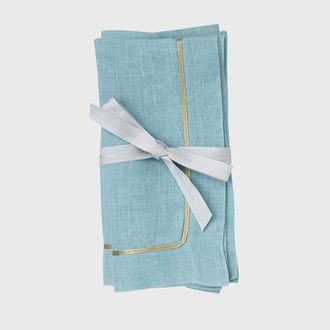 Joanna Buchanan Gold trim linen dinner napkin, set of two in Blue at Nordstrom