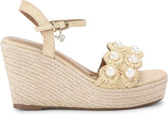 Kurt Geiger Womens Prairie Wedge Heels - Beige Fabric - Size UK 3