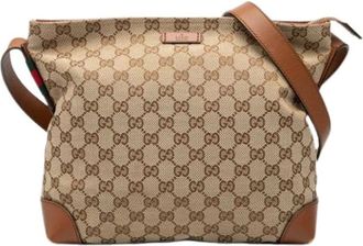 Gucci Pre-owned Cross Body Bags, female, Beige, Size: ONE SIZE Pre-owned Canvas Crossbody Bag
