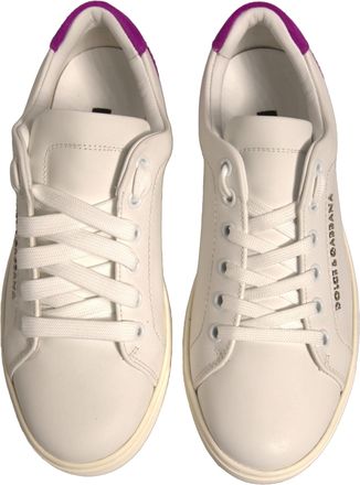 Dolce & Gabbana Womens White Suede Leather Low Top Sneakers Shoes Calfskin