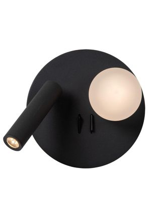 Lucide L&aacute;mpara de cabecera de metal con 1 LED integrado, negro