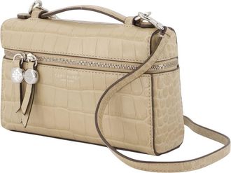 Tory Burch Womens Romy Slim Top Handle Purse Leather Beige Calfskin Bags Handbags-purses