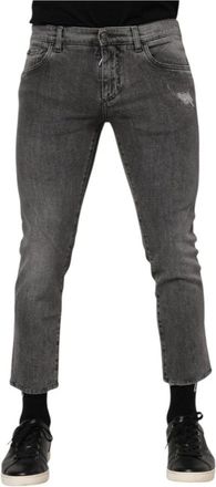 Dolce & Gabbana Logo Plaque Skinny Cropped Denim Jeans - Heren - Cropped Jeans - Grijs - S - Denim - Jeans