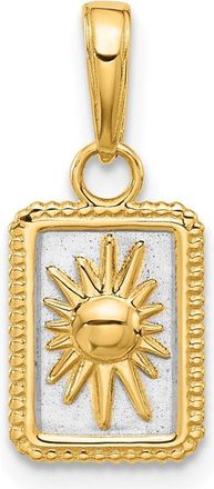Diamond2Deal 14k Yellow Gold White Rhodium Sun in Frame Pendant