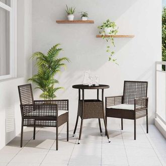 vidaXL Conjunto De Comedor De Jard&iacute;n 3 Pcs Marr&oacute;n Polirat&aacute;n Vidaxl