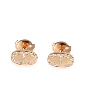 Herm&egrave;s Chaine dAncre 18K Rose Gold 0.36 ct. tw. Diamond Stud Earring (Authentic Pre-Loved)