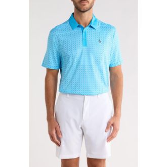 Original Penguin Layered Windowpane Print Knit Polo in Malibu Blue at Nordstrom Rack, Size Xx-Large