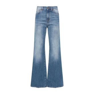 Dondup Jeans, Dames, Blauw, W26, Katoen, Blauwe Wijde Pijp Broek met Zakken
