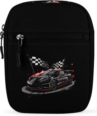 Generic Car Racing Automobile Sport Racer Checkered Flag Crossbody Bag Adjustable Satchel Cute Shoulder Bag Lightweight Sling Bags