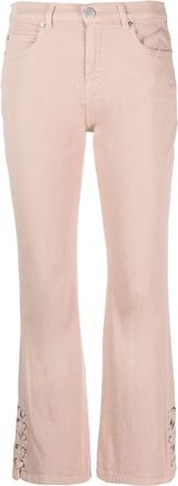 Pinko lacing-detail logo-patch bootcut jeans - women - Cotton/Cotton/Spandex/Elastane - 28