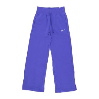 Nike Wijde Fleecebroek - Dames - Trainingsbroeken - Blauw - L - Katoen - Fitness