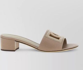 Dolce & Gabbana leather crystal-embellished cutout mules