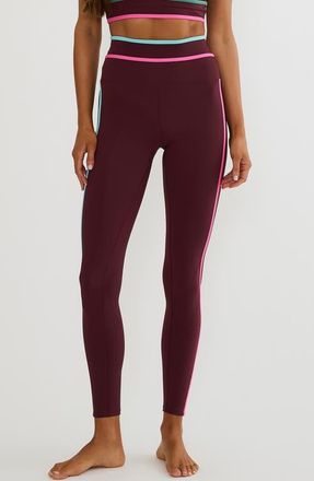 Beach Riot Solara High Waist Colorblock Leggings in Raspberry Bloom Colorblock at Nordstrom, Size X-Small