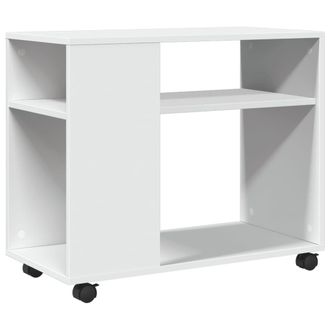 vidaXL Vidaxl - Mesa Auxiliar Con Ruedas Madera Ingenier&iacute;a Blanco 70x35x60 Cm