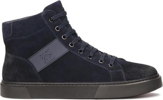 Kazar Navy blauwe hoge sneakers - Heren - Sneakers - Blauw - 43 EU - Leer - Schoenen