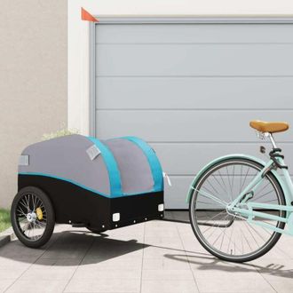 vidaXL Vidaxl - Remolque Para Bicicleta Hierro Negro Y Azul 45 Kg