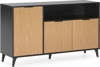 HOMN Aparador 3 puertas 1 hueco, color negro/madera