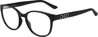 Jimmy Choo London Eyeglasses Oval Full Rim, Black Frame And Clear Demo Lenses Lens Jc240080700